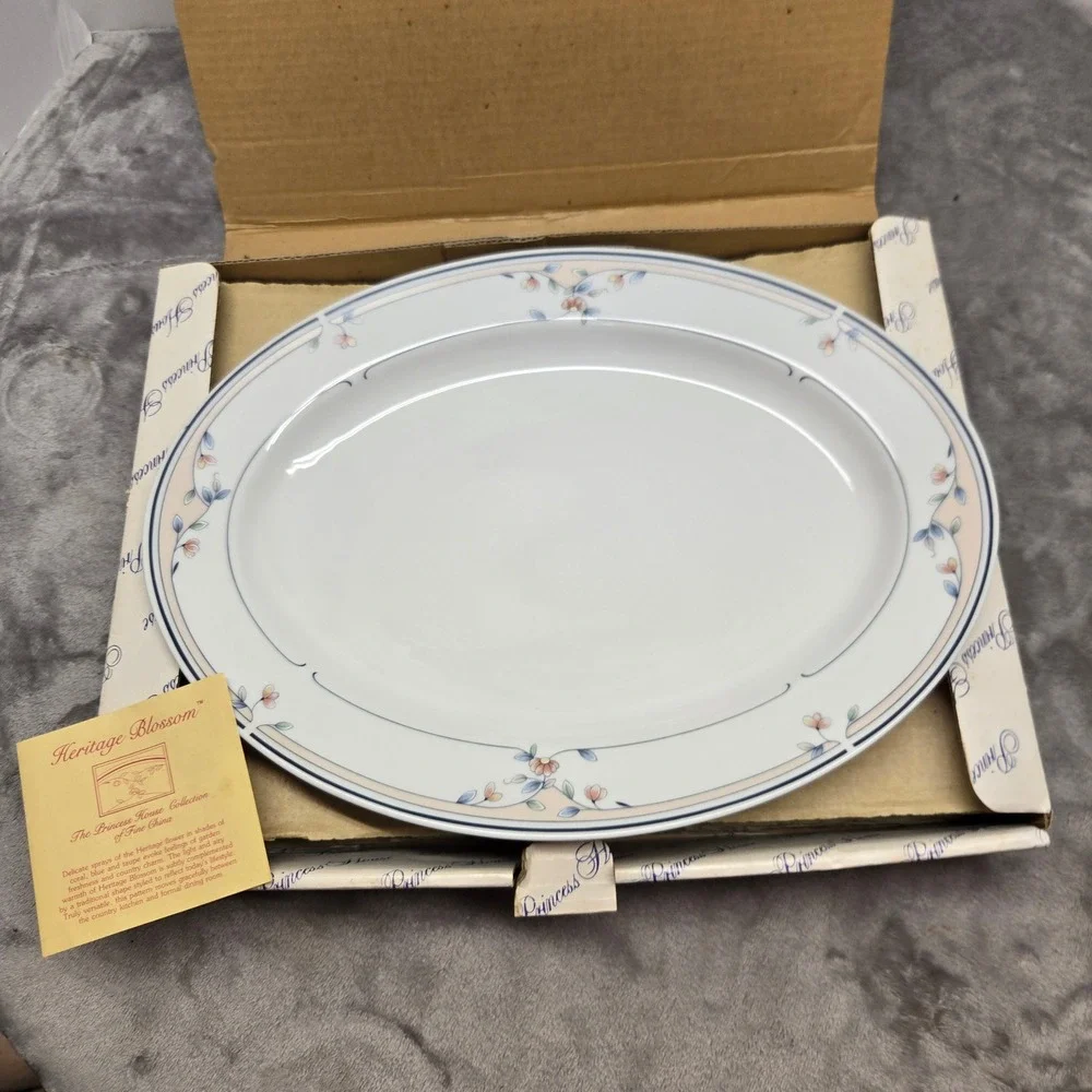 Princess House Heritage Blossom Oval Serving Platter Fine Porcelain Japan 661